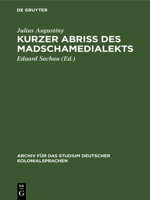 cover image of Kurzer Abriß des Madschamedialekts